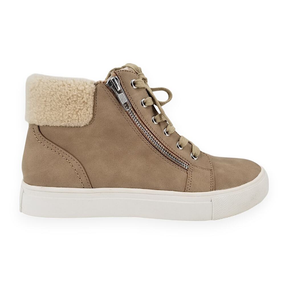 Dolce Vita Brown Anjel Shearling Zipper Lace Up High-Top Casual Sneaker Size 6.5